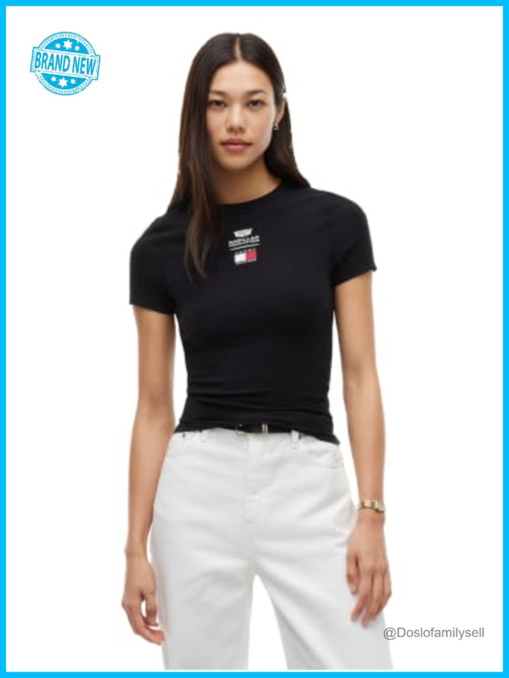 Tommy Hilfiger F1 Slim Logo Graphic T-Shirt Stretch Cotton Jersey Crew Neck